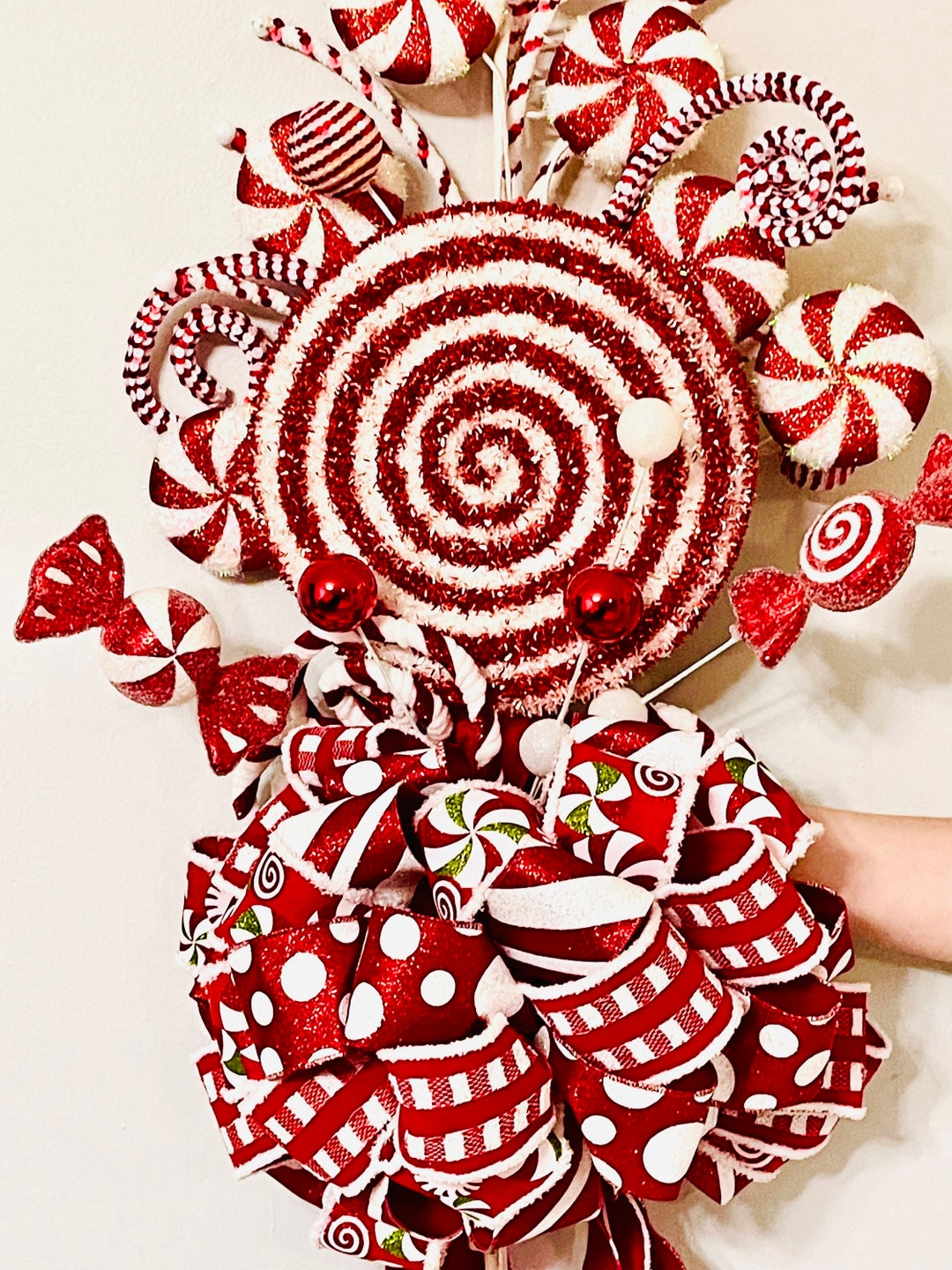 Extra Large Peppermint Tree Topper, Candyland, Christmas Candy Tree