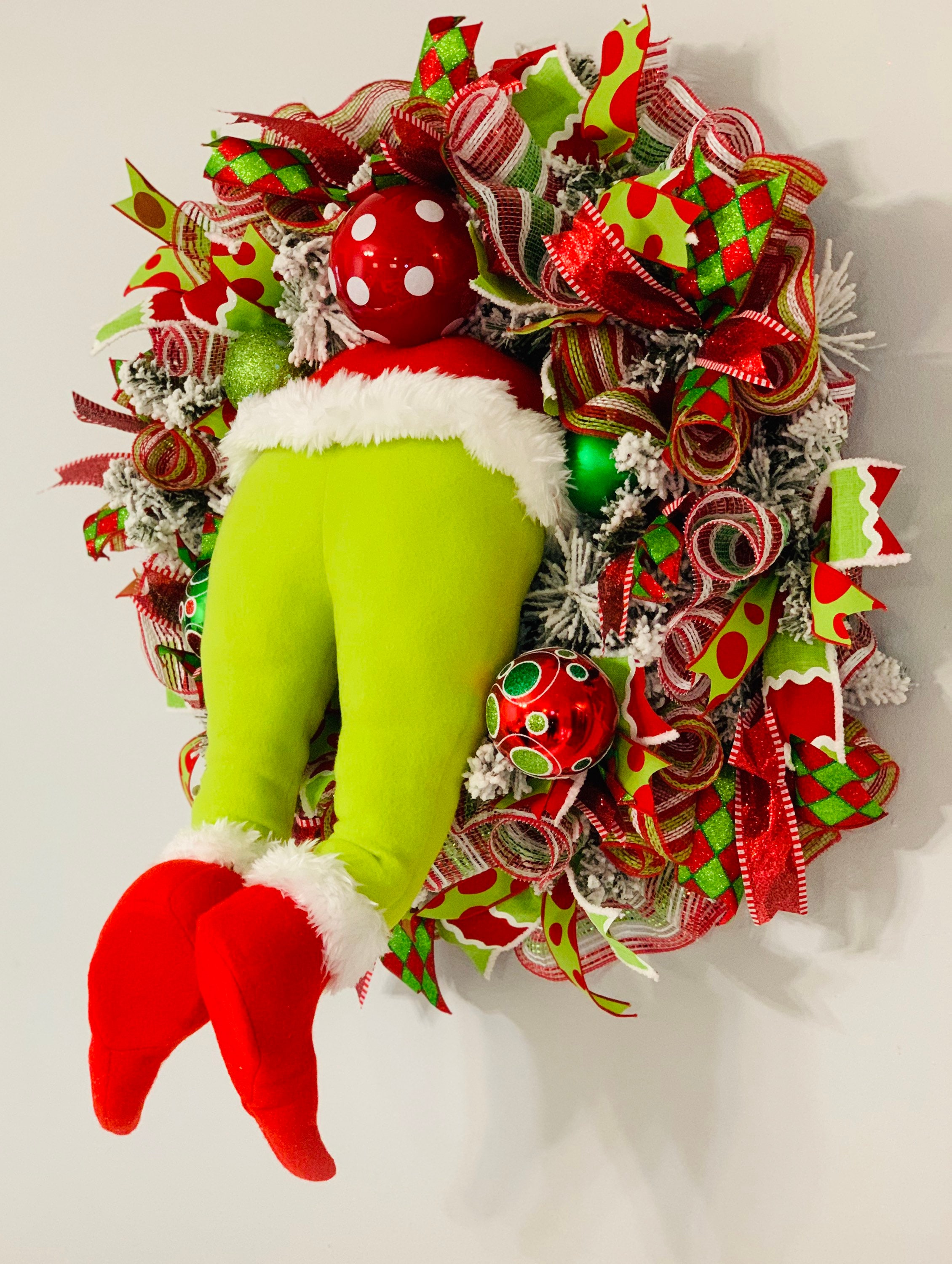 Christmas Wreath for front door Grinchmas wreath Grinch Etsy