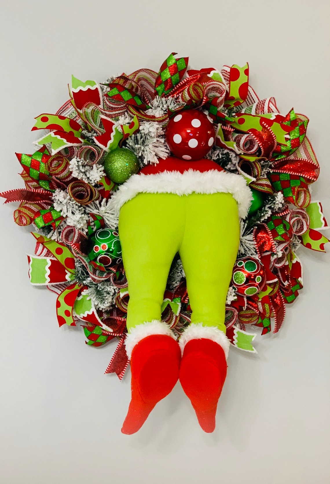 Christmas Wreath for front door Grinchmas wreath Grinch Etsy