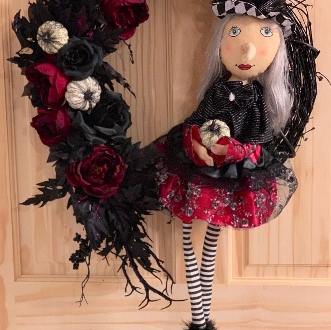 Halloween Grapevine Witch Wreath for Door - Etsy