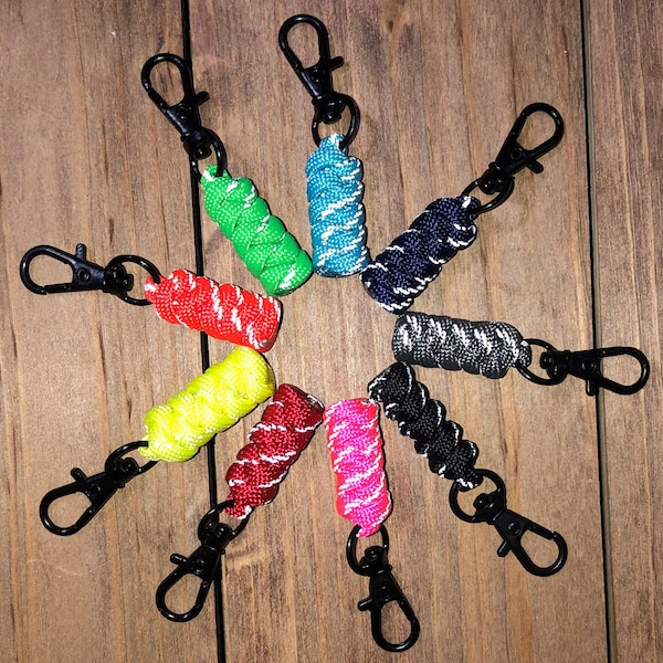Reflective Colors - Qty (3, 6, or 10) Per Order - 550 Paracord Zipper Pull - Snake Knot / Zipper Replacement / EDC Organizers /Soft Top