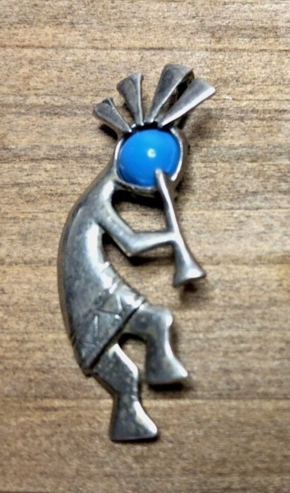 JG Turquoise Sterling Silver Kokopelli Pendant 2.3