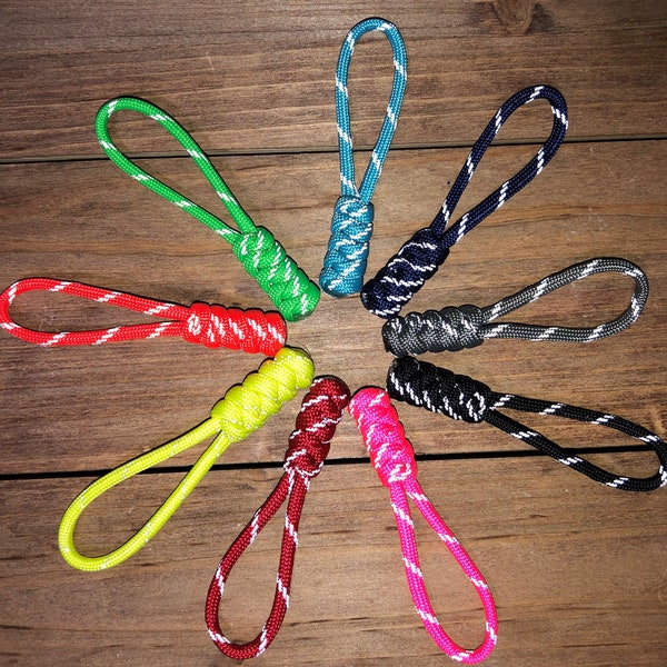 Reflective Zipper Pulls  - Snake Knot 550 Paracord | Handmade | Custom | Unique | Gift | ECD | Tactical