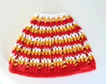 Kansas City Chiefs Fleeced Lined Crochet Messy Bun Hat / Pony Tail Hat