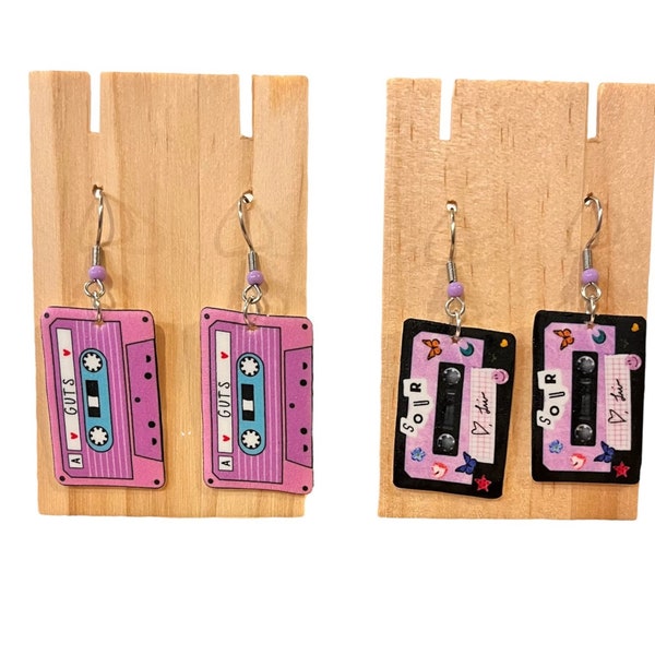 Olivia Rodrigo Sour Guts cassette tape earrings