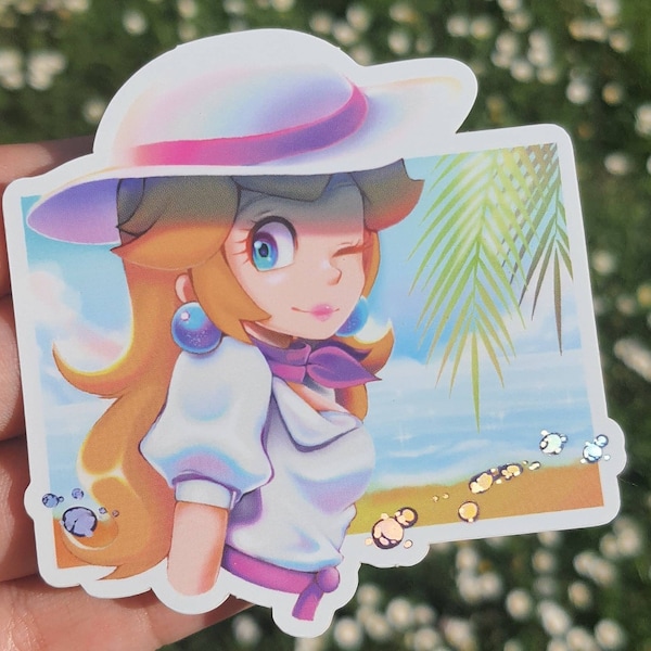 Summer Princess Peach Holographic Sticker