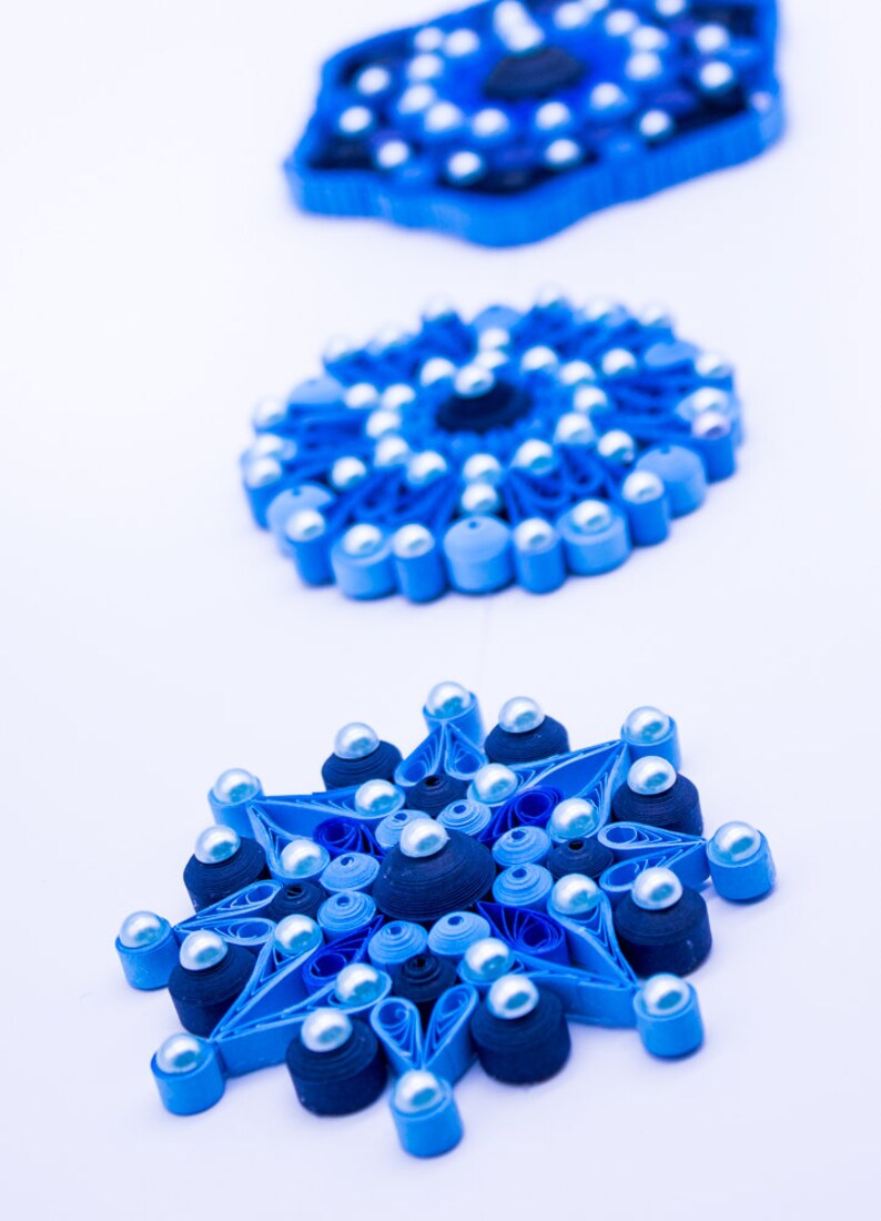 3 Tier Mandala Danglers - Navy Blue main image 1