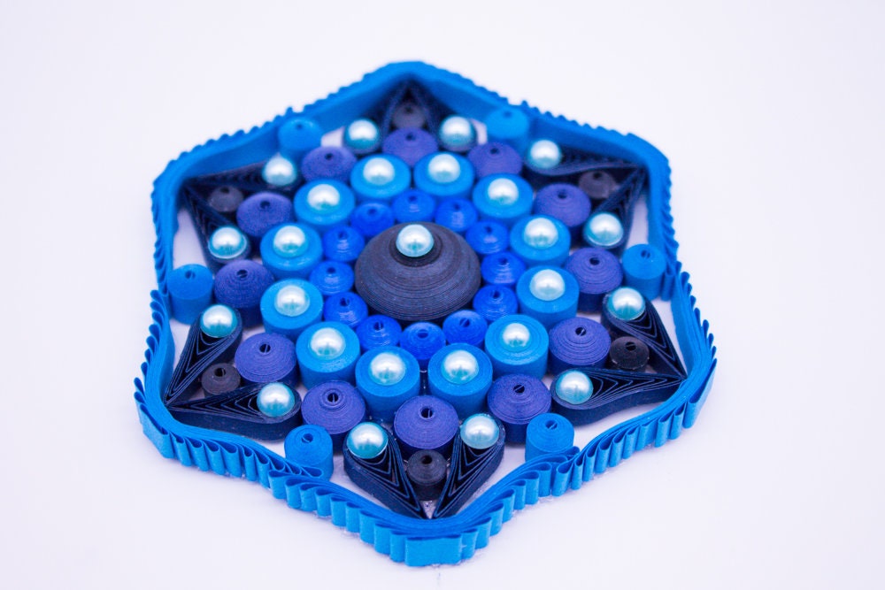 3 Tier Mandala Danglers - Navy Blue