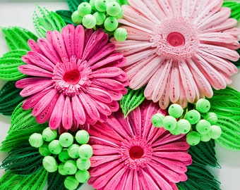 The Quilled Pink Daisy Bouquet