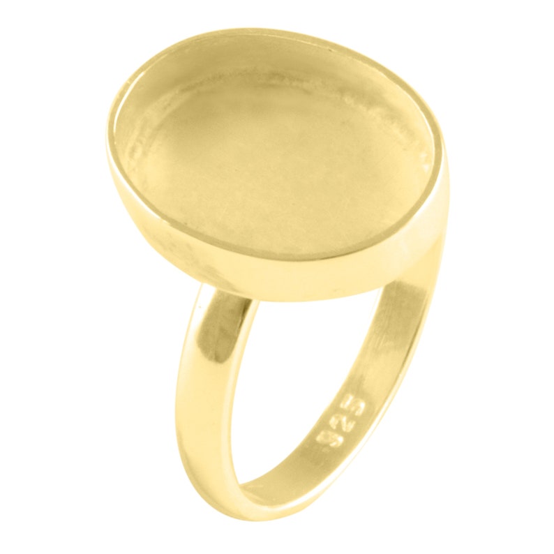 Cab Resin DIY jewelry supplies 6x4mm 925 Sterling silver Oval Bezel Gold plated Blank Ring 30x20mm Oval Cabochon Blank ring