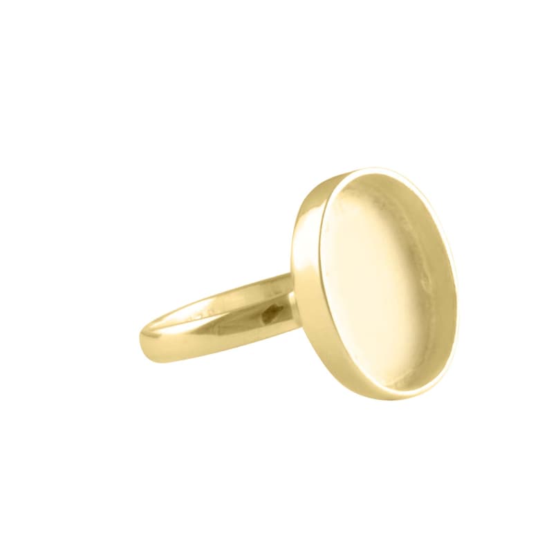 Cab Resin DIY jewelry supplies 6x4mm 925 Sterling silver Oval Bezel Gold plated Blank Ring 30x20mm Oval Cabochon Blank ring