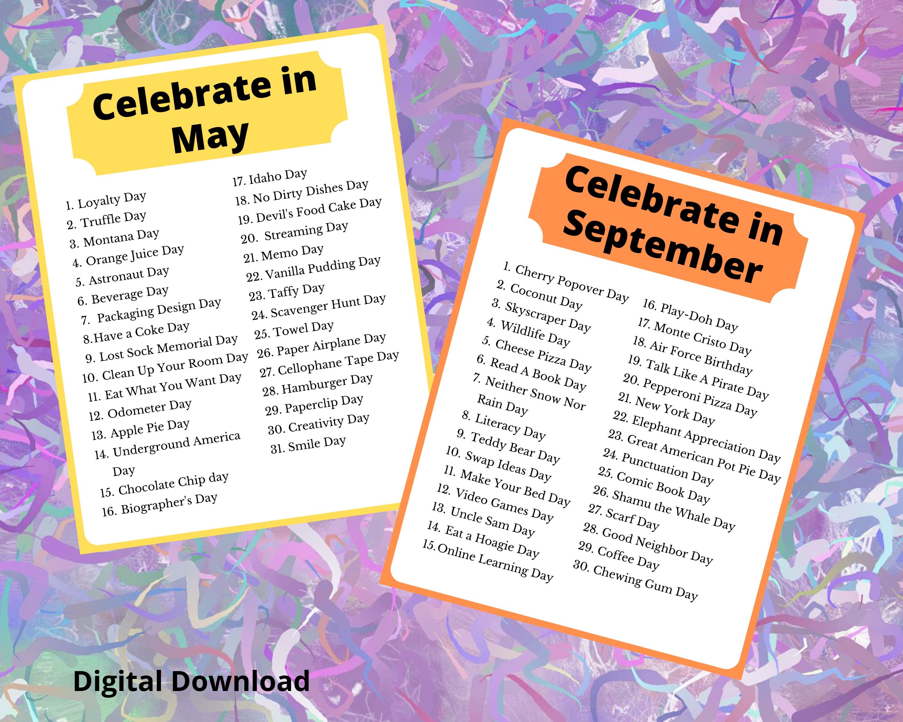 Celebrate each day calendar 2025 national days printable calendar