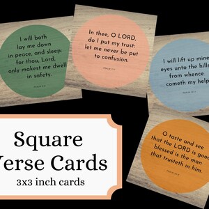 Cartes de versets bibliques carrés | cartes carrées de 3 pouces | Cartes bibliques imprimables | Encouragements bibliques | Versets bibliques à mémoriser | Cartes imprimables