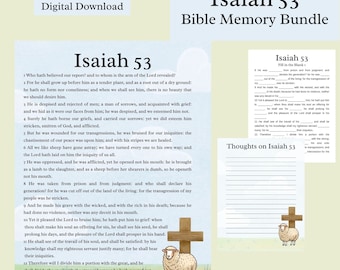 Isaiah 53 Scripture Memory Bundle, Isaiah 53 Printable, Memorize Scripture, Homeschool, Sunday School, KJV, Digital Download, PDF