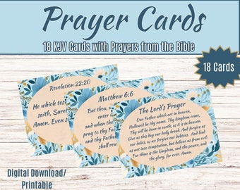 Printable Prayer Bible Verse Cards Set, Inspirational Scripture Cards, Digital Download, Religious Printables