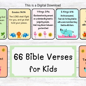 Cartões com versículos bíblicos para crianças | Conjunto de 66 cartões | 66 cartões com versículos bíblicos | Animais africanos | Cartões com versículos para impressão | Download digital | PDF