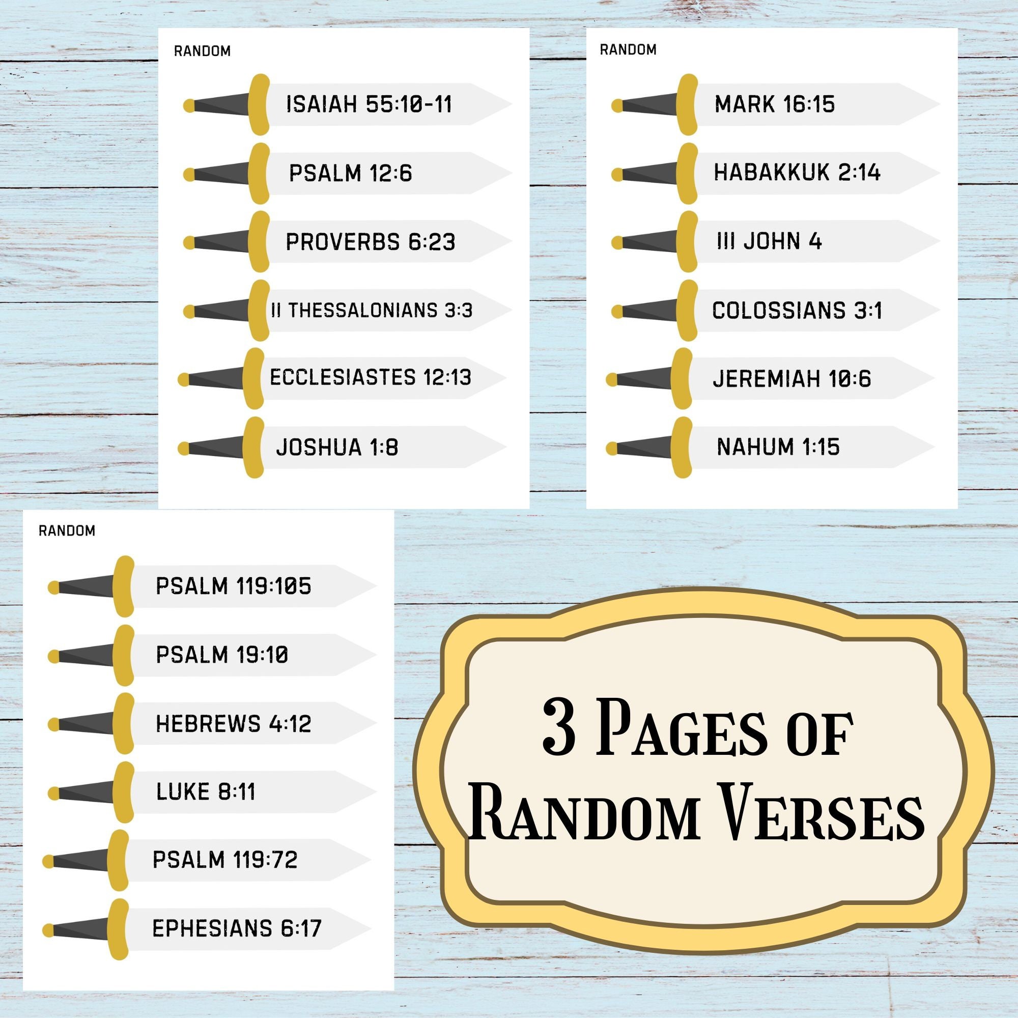 Sword Drill Printable Verse Cards, Sunday School Resources, Printable ...