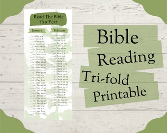 Piano di lettura della Bibbia / Tracker stampabile a tre ante (download digitale)