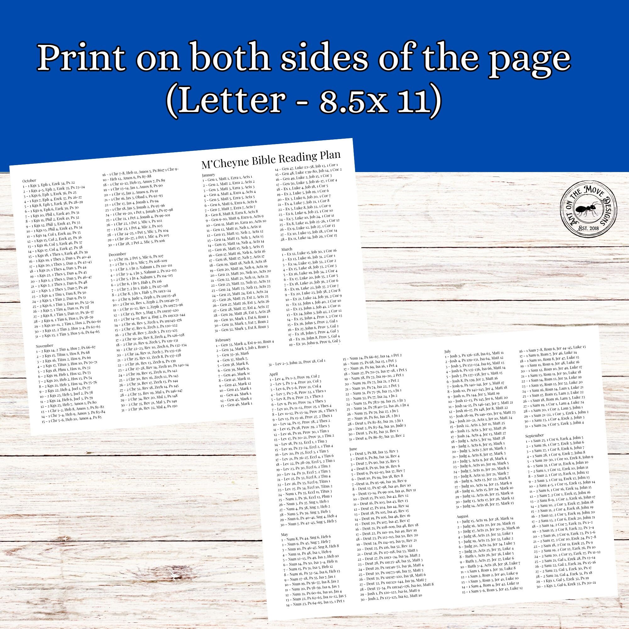 M'cheyne Bible in a Year Reading Plan, Printable Reading Plan, PDF