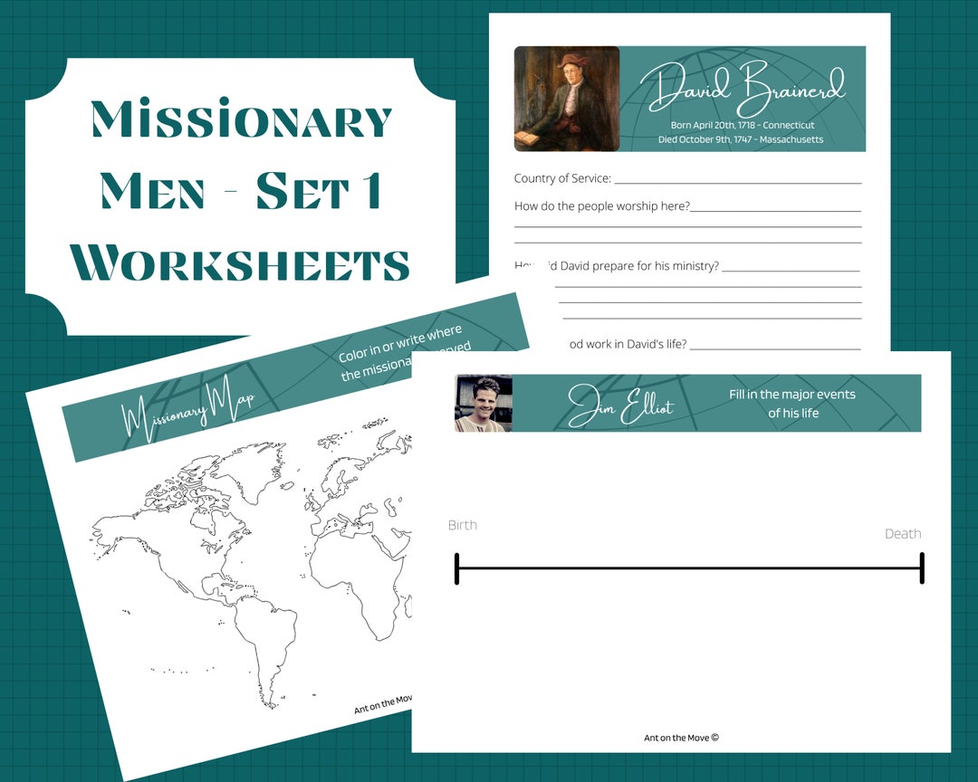 Missionary Worksheets Set 1 | Missionary Men | Activity Pages | David ...