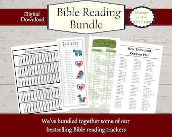Chronological Bible Reading Bundle, Bible Reading Tracker, New Testament Bible Reading, Bible Reading Bookmarks, Digital Download, PDF
