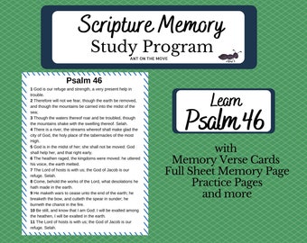 Scripture Memory | Psalm 46 | Memorize Scripture | Verse Cards | Fill in the Blanks | Bible Verses | Printable | Memorization  | KJV |