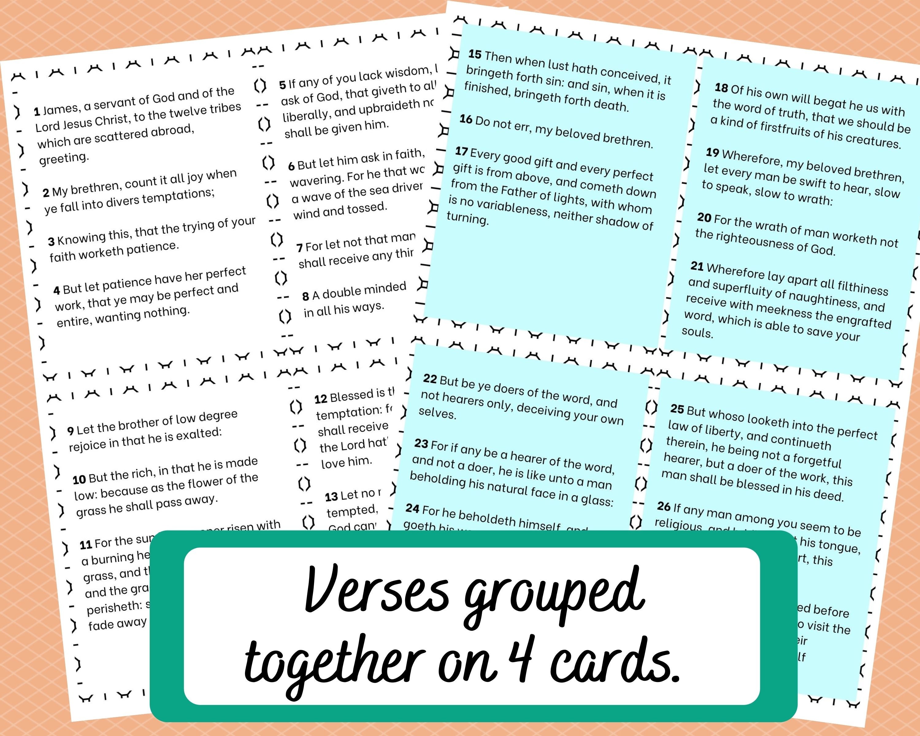 Scripture Memory | James 1 | Memorize Scripture | Verse Cards | Fill in ...