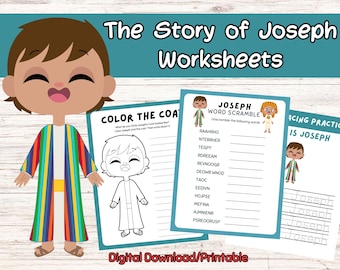 The Story of Joseph Worksheets, Early Learners, Printable Bible Worksheets
