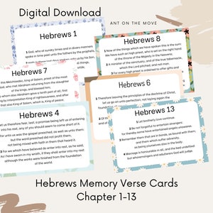 Cartões de memória das Escrituras dos Hebreus KJV, Cartões de versículos bíblicos para impressão, Memorize um livro da Bíblia, Memorize as Escrituras