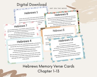 KJV Hebrews Scripture Memory Cards, Printable Bible Verse Cards, Memorize a book of the Bible, Scripture Memory