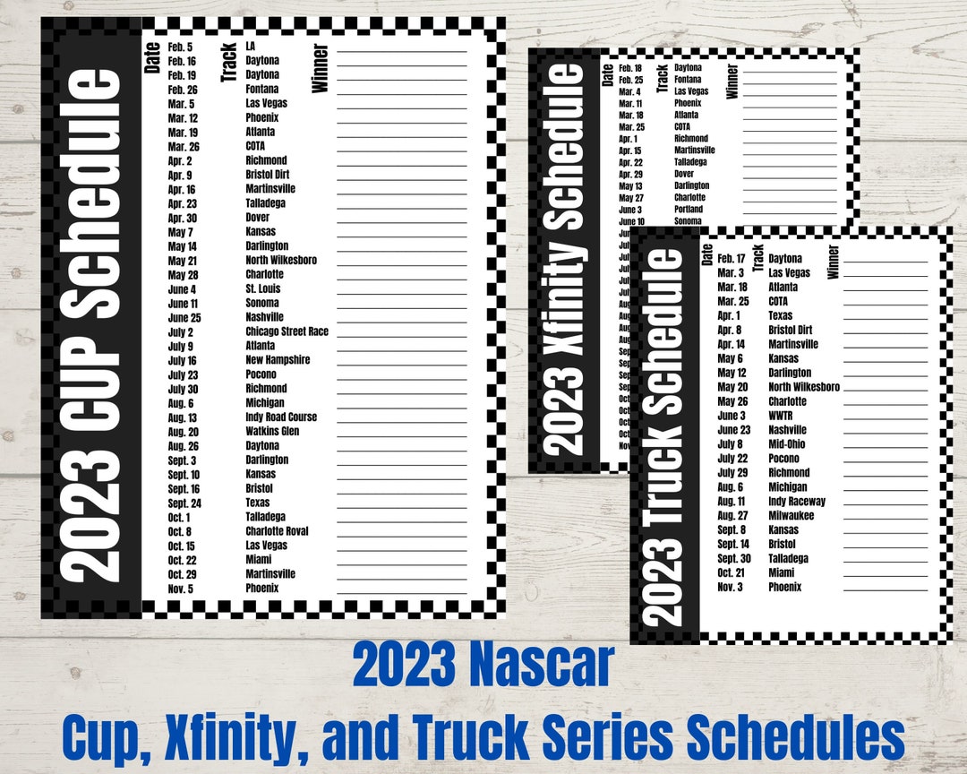 2023 NASCAR Race Schedules Printer Friendly Truck Series Etsy