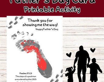 Father's Day Printable Card, Father's Day Craft, Footprint Craft, PDF