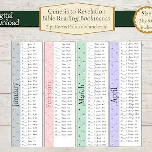 Genesis to Revelation Bible Reading Bookmarks | Read the Bible in a Year | Printable Bible Reading