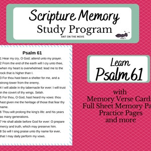 Mémoire biblique | Psaume 61 | Mémorisez les Écritures | Cartes de versets | Remplissez les champs | Versets bibliques | Imprimable | Mémorisation | KJV