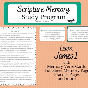 Schrift-Erinnerung | Jakobus 1 | Schrift auswendig lernen | Verskarten | Fill in the Blanks | Bibelverse | Druckbar | Neues Testament | KJV