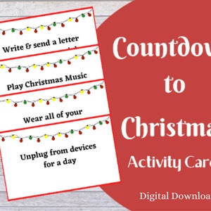 Countdown to Christmas Activity Cards | Instant Download | Advent Calendar Cards | Printable Christmas Activity | Advent Calendar