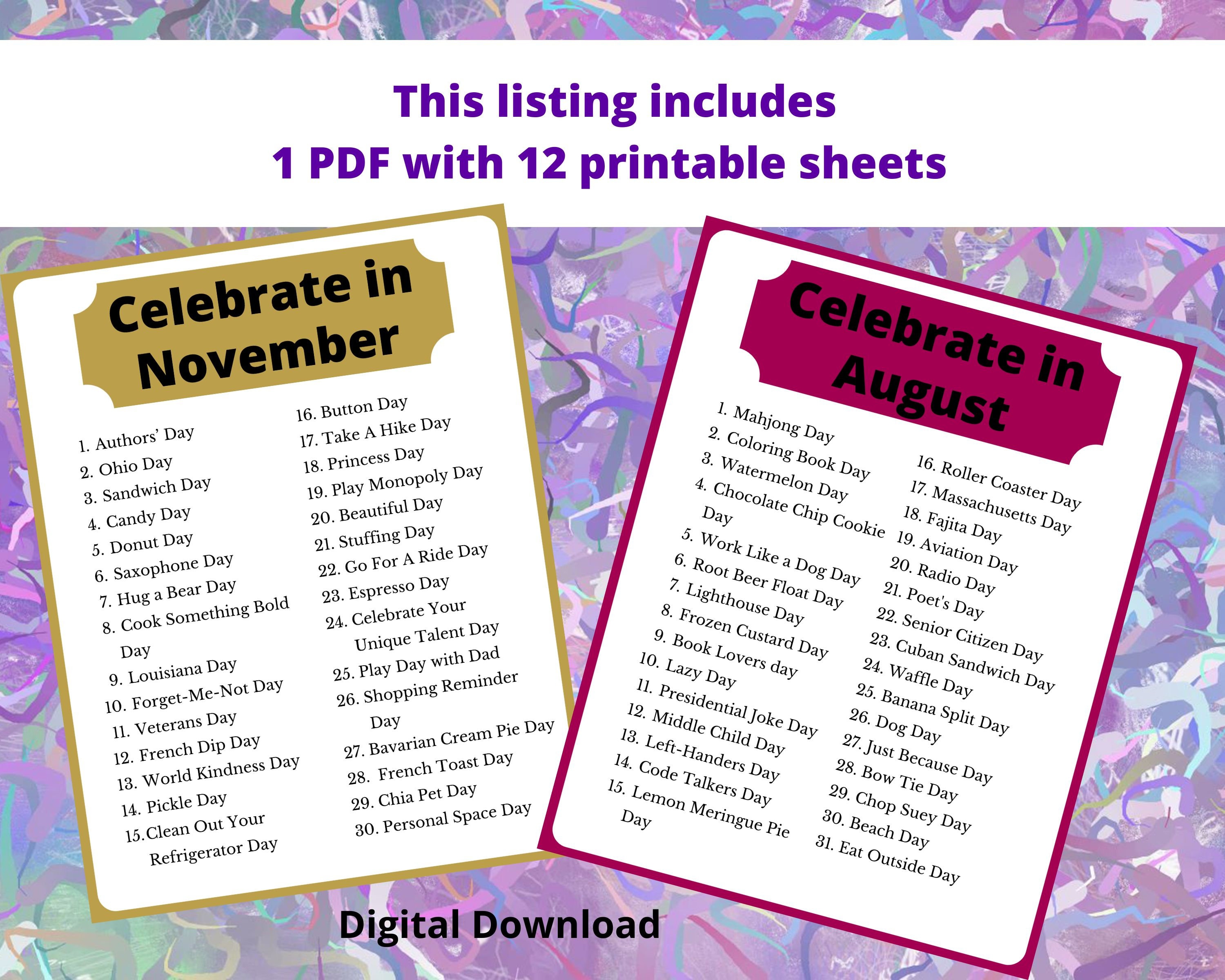 Celebrate each day calendar 2025 national days printable calendar