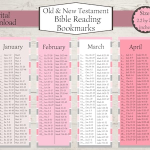 Old & New Testament Bible Reading Bookmarks, Read the Bible in a Year, Bible Reading Plan, 2025 Bible Reading Plan
