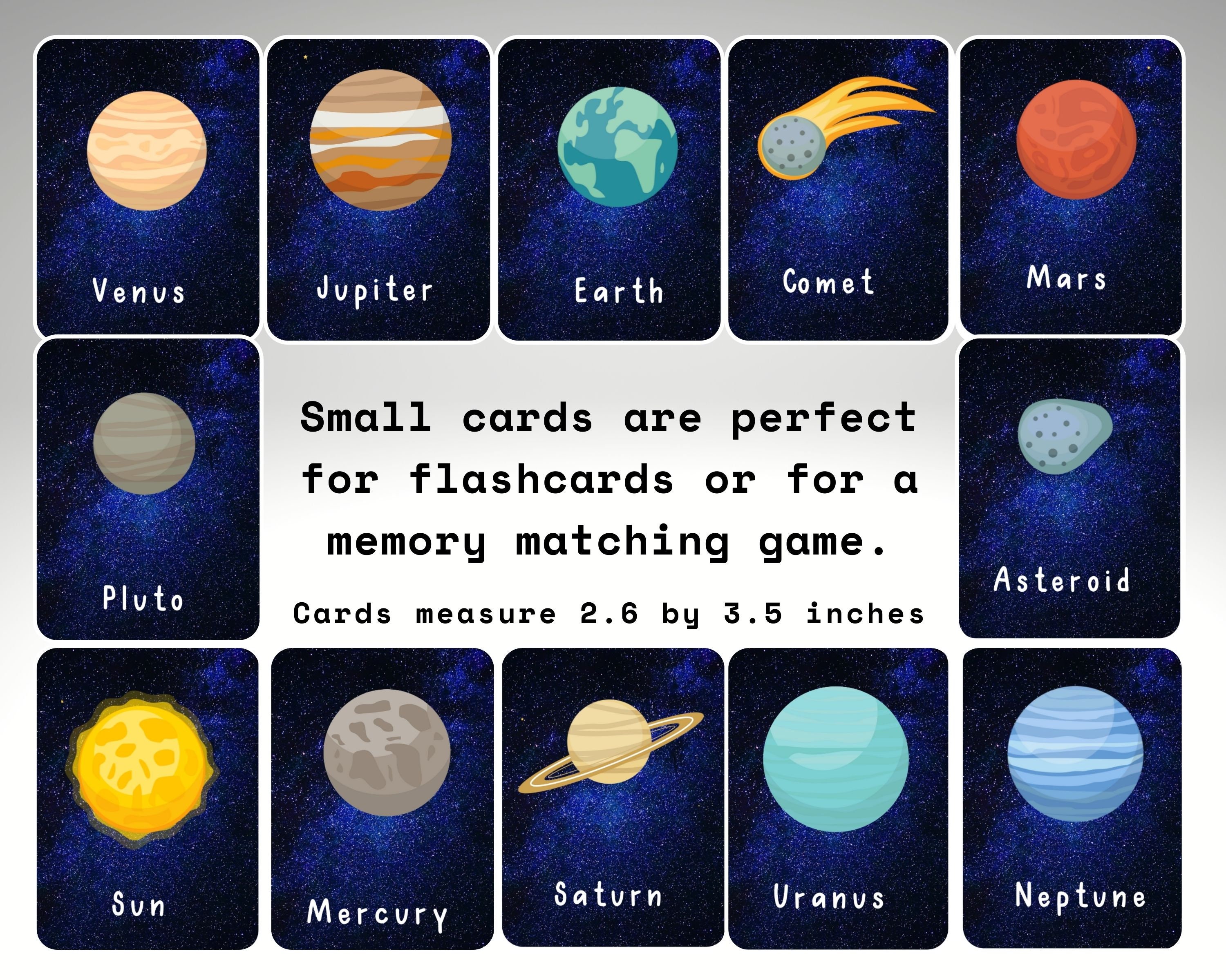 Planets Posters and Flashcards Printable Solar System - Etsy