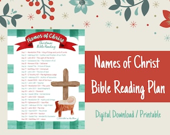 Names of Christ Bible Reading Printable, Advent Bible Reading Plan, Christmas Bible Reading Bookmark, Printable Christmas Bible Bookmark