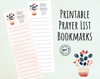 Daily Pray List Bookmarks, Printable Bookmarks, Prayer List