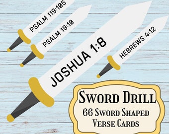 Sword Drill Printable Verse Cards, Sunday School Resources, Printable Verses