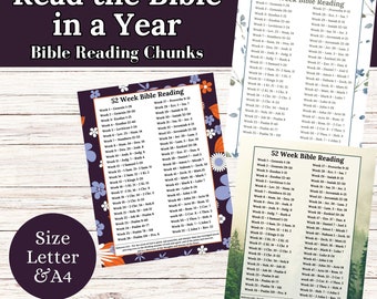 Read the Bible in a Year, Bible Reading Chunks, Weekly Bible Reading, Bible Reading Plan