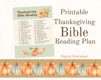 Thanksgiving Bible Reading Plan, Thanksgiving 2023, Topical Bible Reading, Printable Reading Plan, Bible Reading Plan, Fall Bible Reading