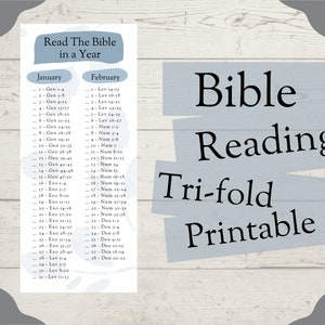 Seguimiento de la lectura de la Biblia / Floral azul / Inserto bíblico / Tríptico imprimible de lectura de la Biblia / Plan de lectura de la Biblia 2025 / Leer la Biblia en un año