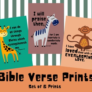 KJV Animal Wall Art | Safari Animals | KJV Printable | Bible Verses | Digital Download | KJV Wall Art | Sunday School | Vbs