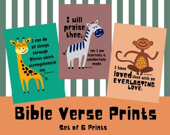 KJV Animal Wall Art | Safari Animals | KJV Printable | Bible Verses | Digital Download | KJV Wall Art | Sunday School | Vbs