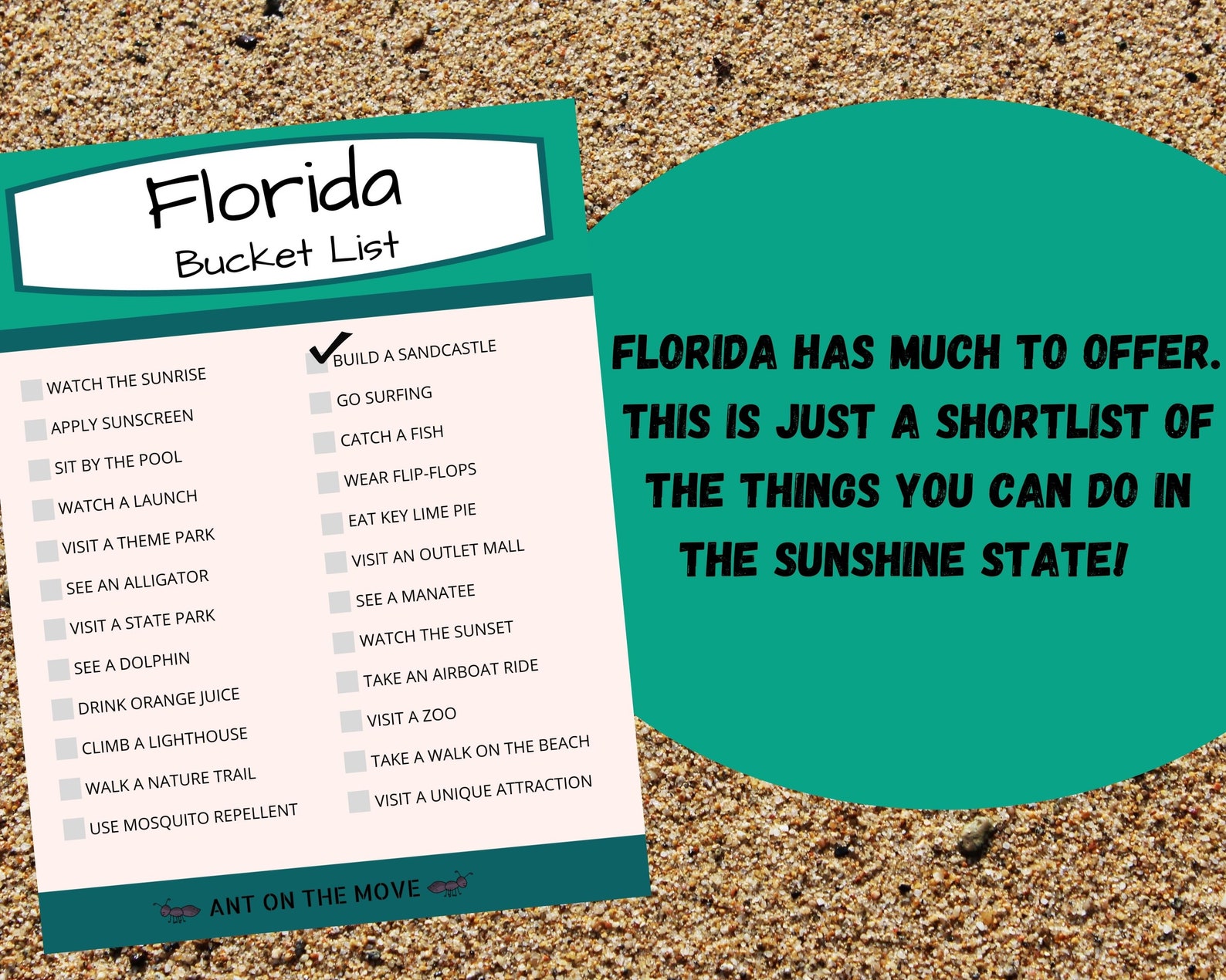 Florida Bucket List Printable 8.5x11 Digital Download Etsy