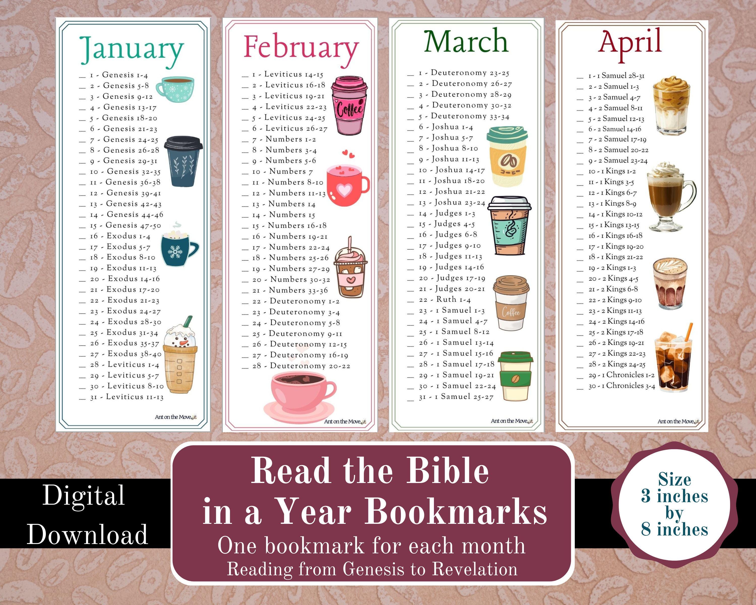 2026 Bible Reading Bookmarks, Read the Bible in a Year, Printable ...