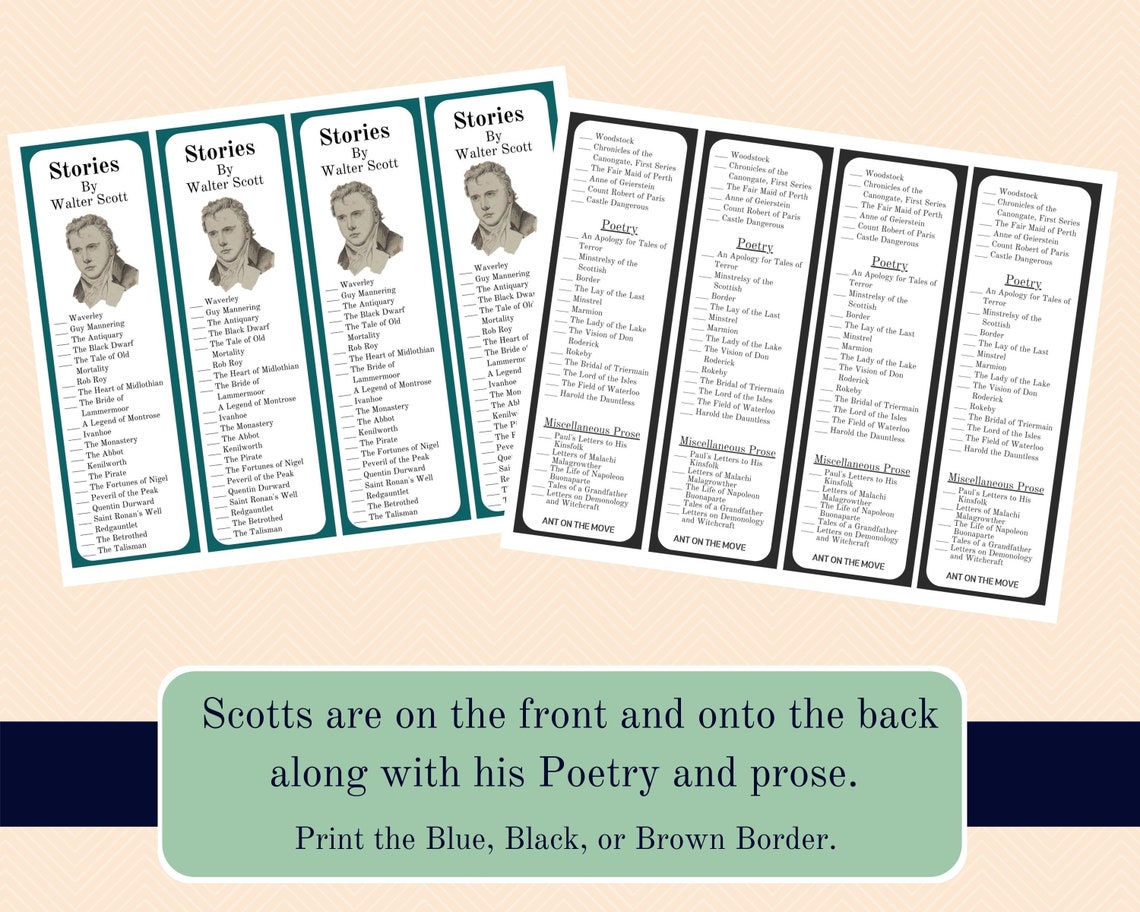 British Authors Bookmarks Check List Bookmarks Famous Authors Bronte